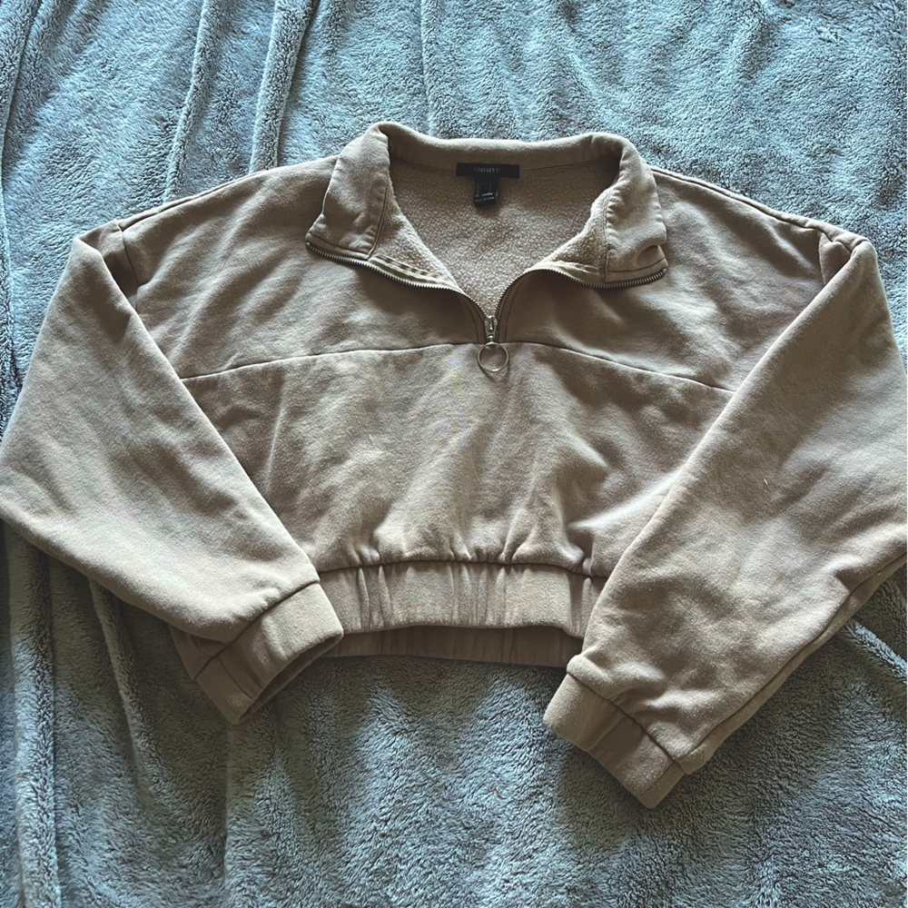 Forever21 Cropped Quarter Zip Hoodie